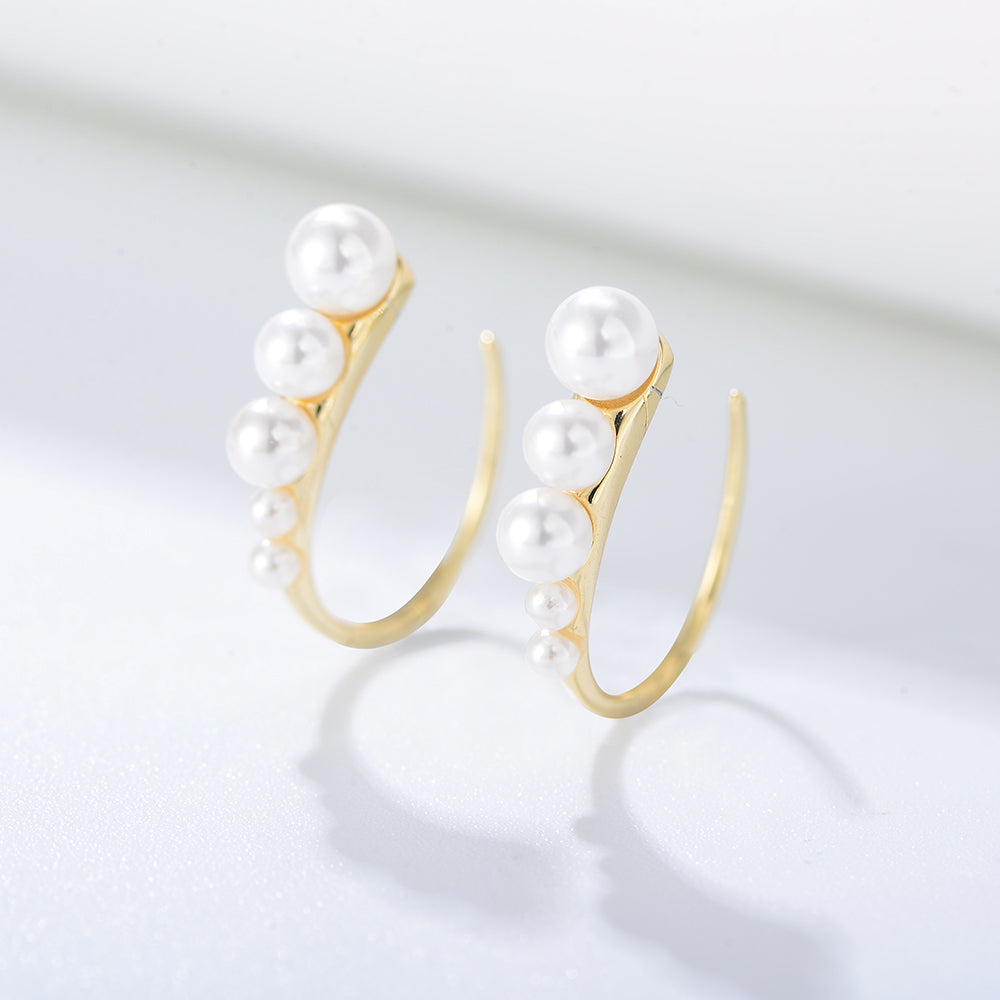 925 Silver Women Jewelry Pearl Hook Earrings