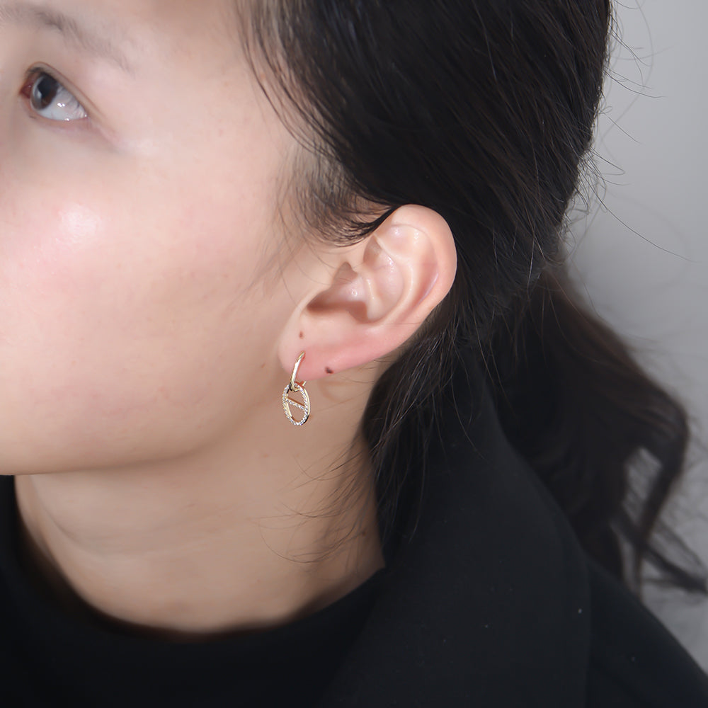 Real Jewelry Diamond CZ 925 Silver Pig Nose Huggie Earrings