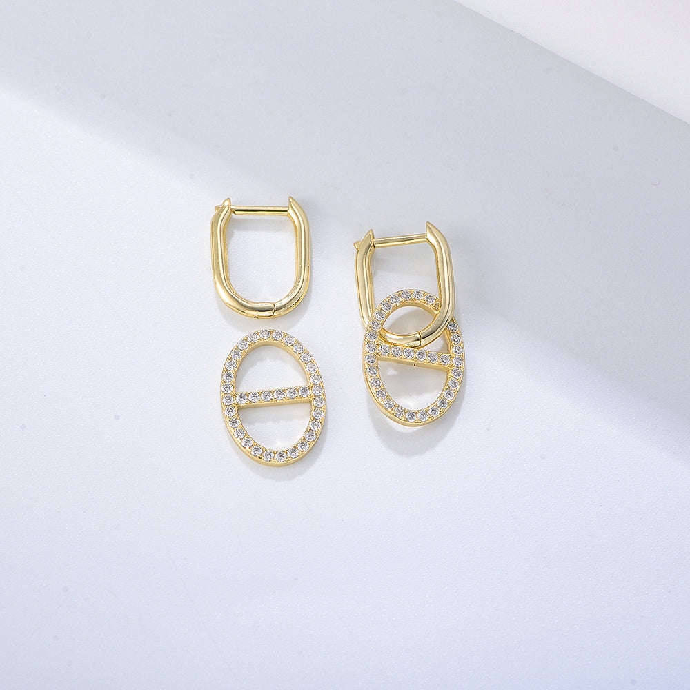 Real Jewelry Diamond CZ 925 Silver Pig Nose Huggie Earrings