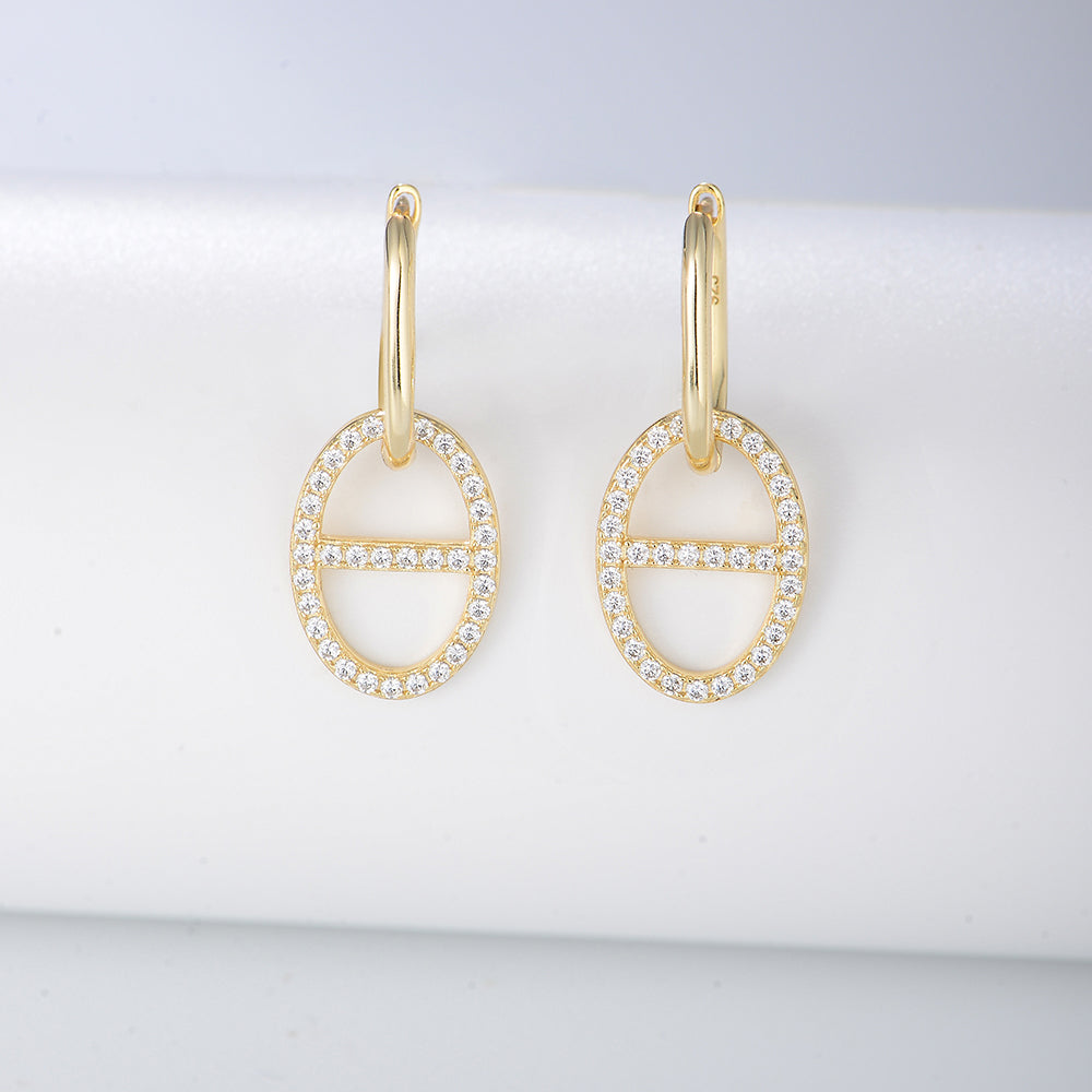 Real Jewelry Diamond CZ 925 Silver Pig Nose Huggie Earrings