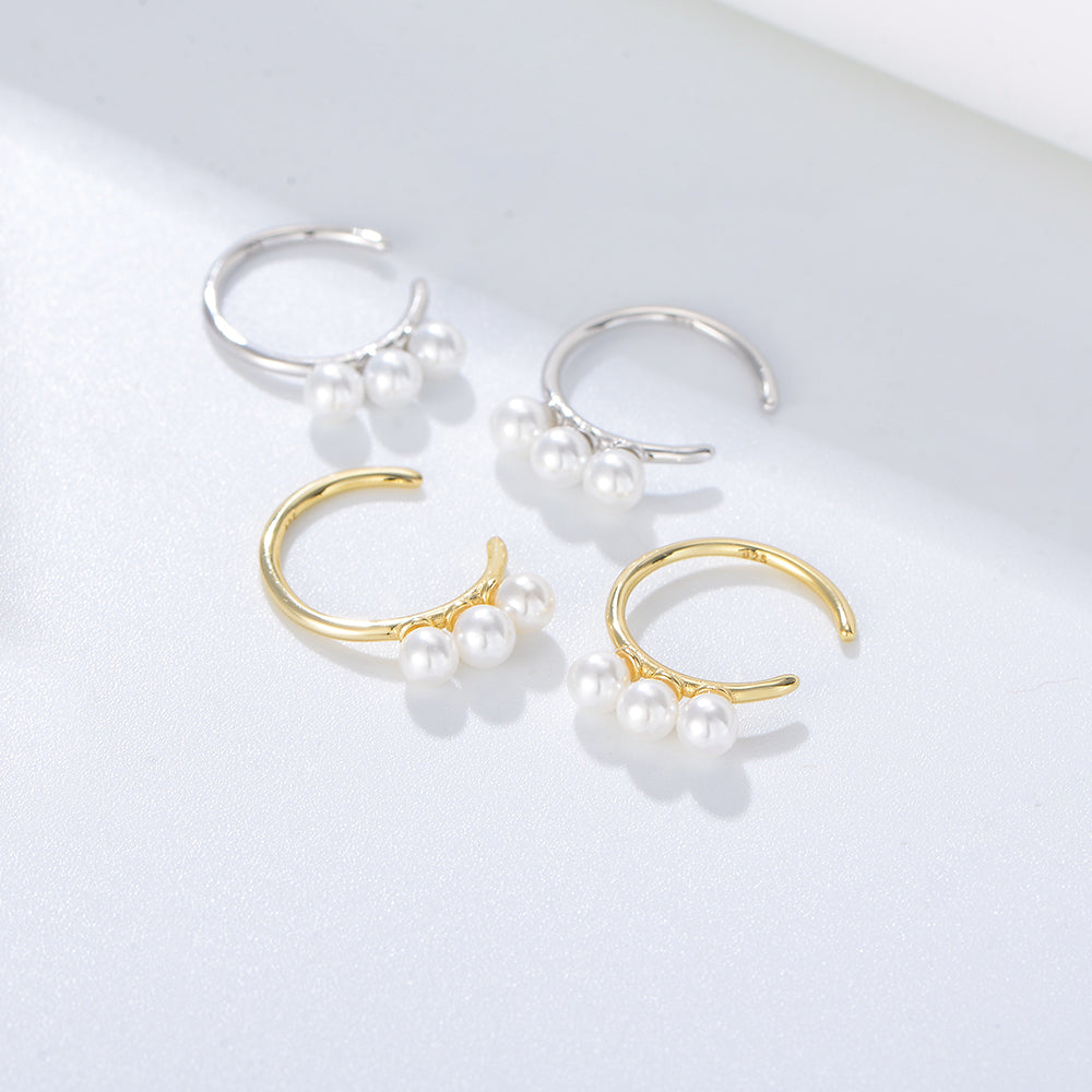 Fashion Jewelry  Round Pearl Cuff Earrings