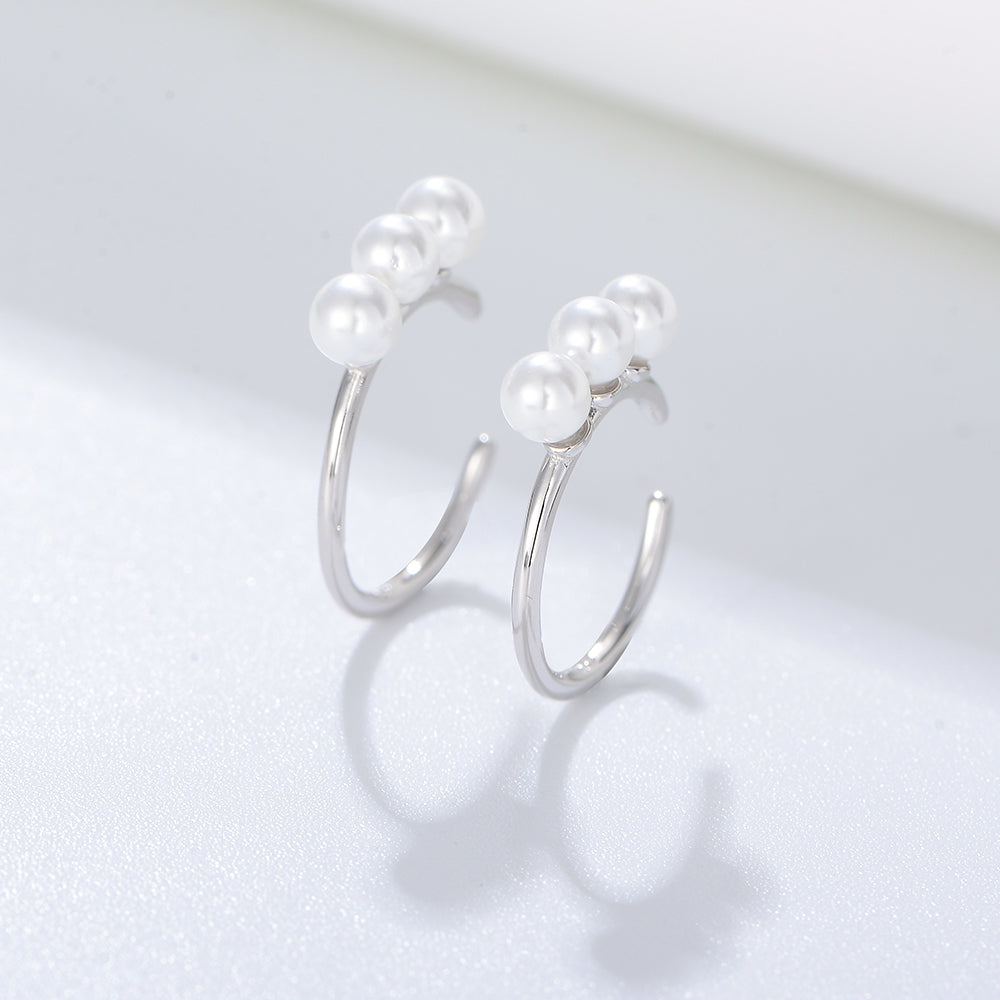 Fashion Jewelry  Round Pearl Cuff Earrings