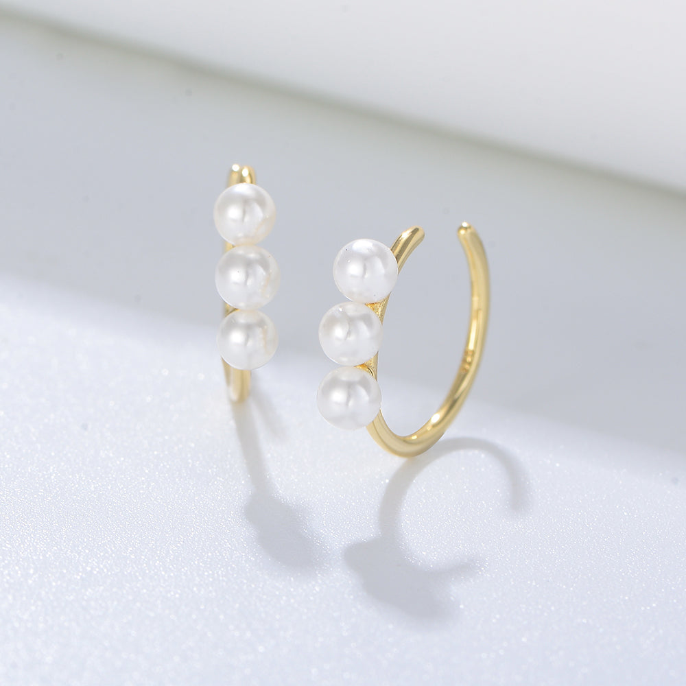 Fashion Jewelry  Round Pearl Cuff Earrings