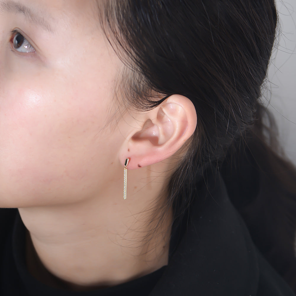 Fashion Jewelry Cubic Zirconia Bar Drop Stud Earrings