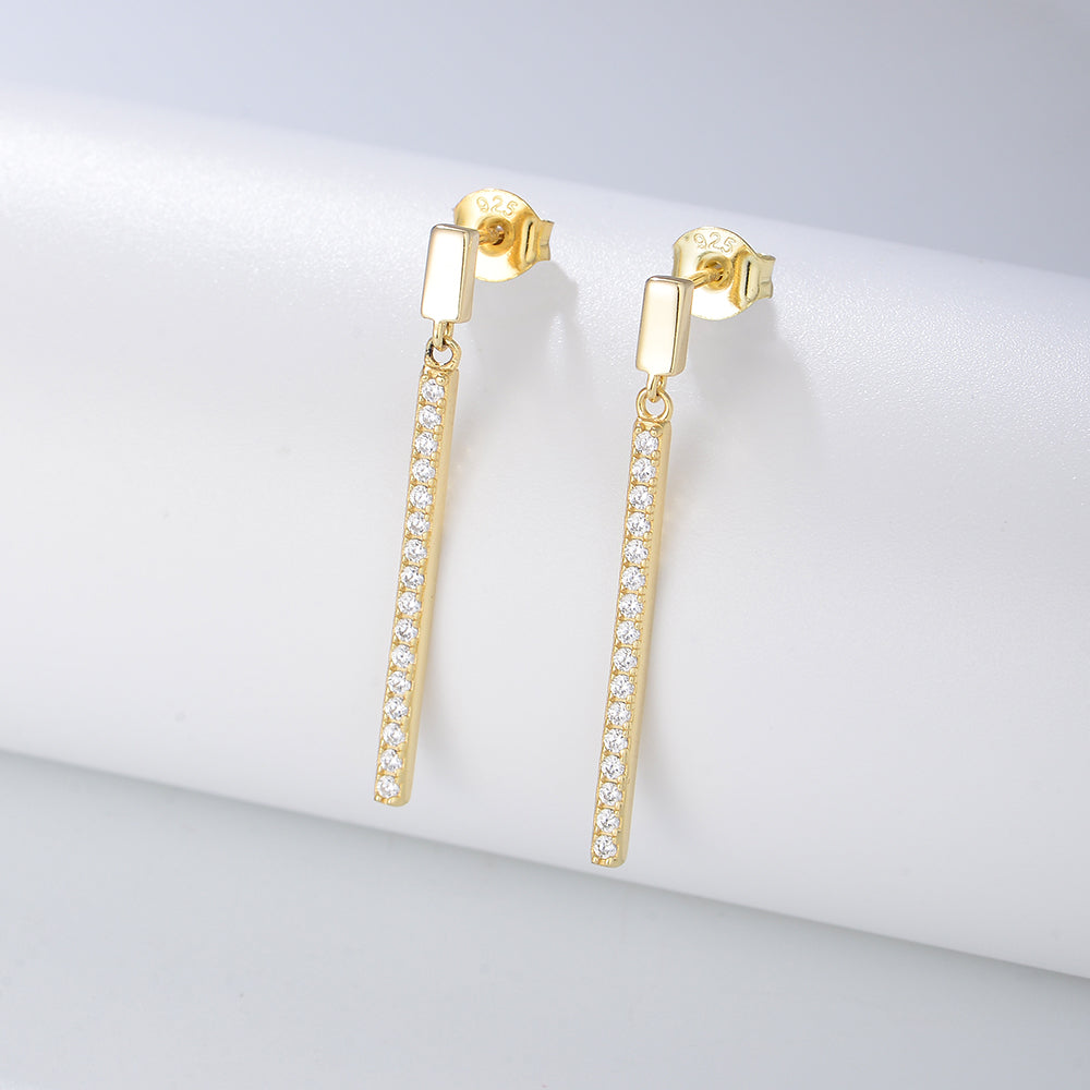 Fashion Jewelry Cubic Zirconia Bar Drop Stud Earrings