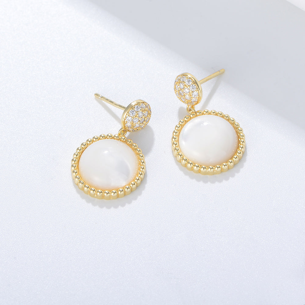 Fashion Zirconia Women Jewelry Shell Pearl Drop Earrings