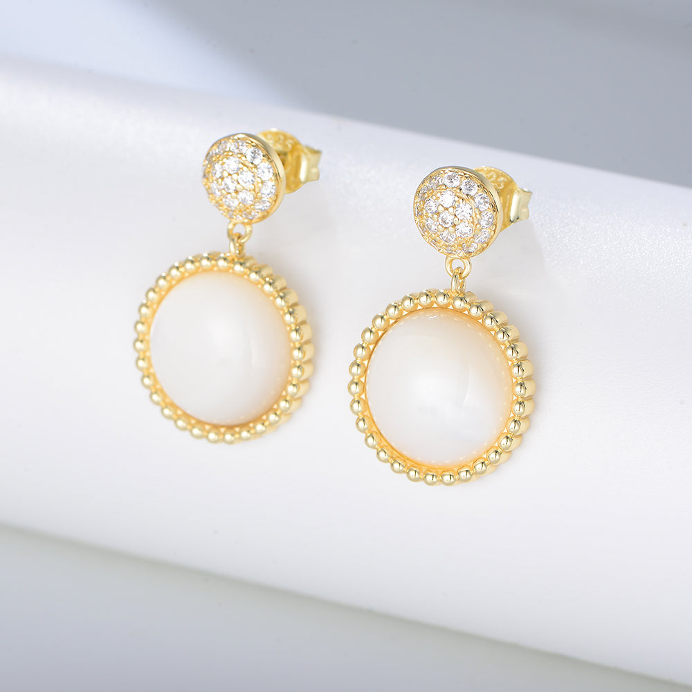 Fashion Zirconia Women Jewelry Shell Pearl Drop Earrings