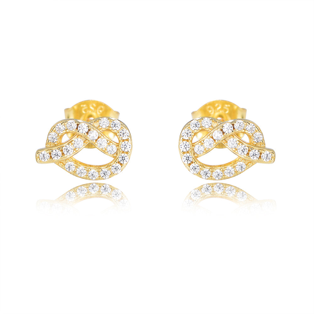 Fashion Jewelry Diamond Zircon Earrings  Love Knot Charm Stud Earrings