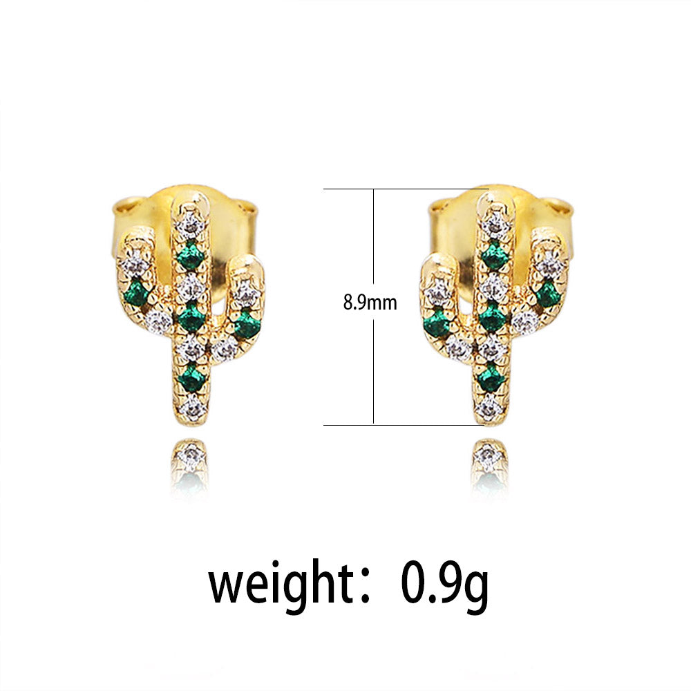 Fashion Tiny Colorful Cactus Stud Earring Fine Jewelry