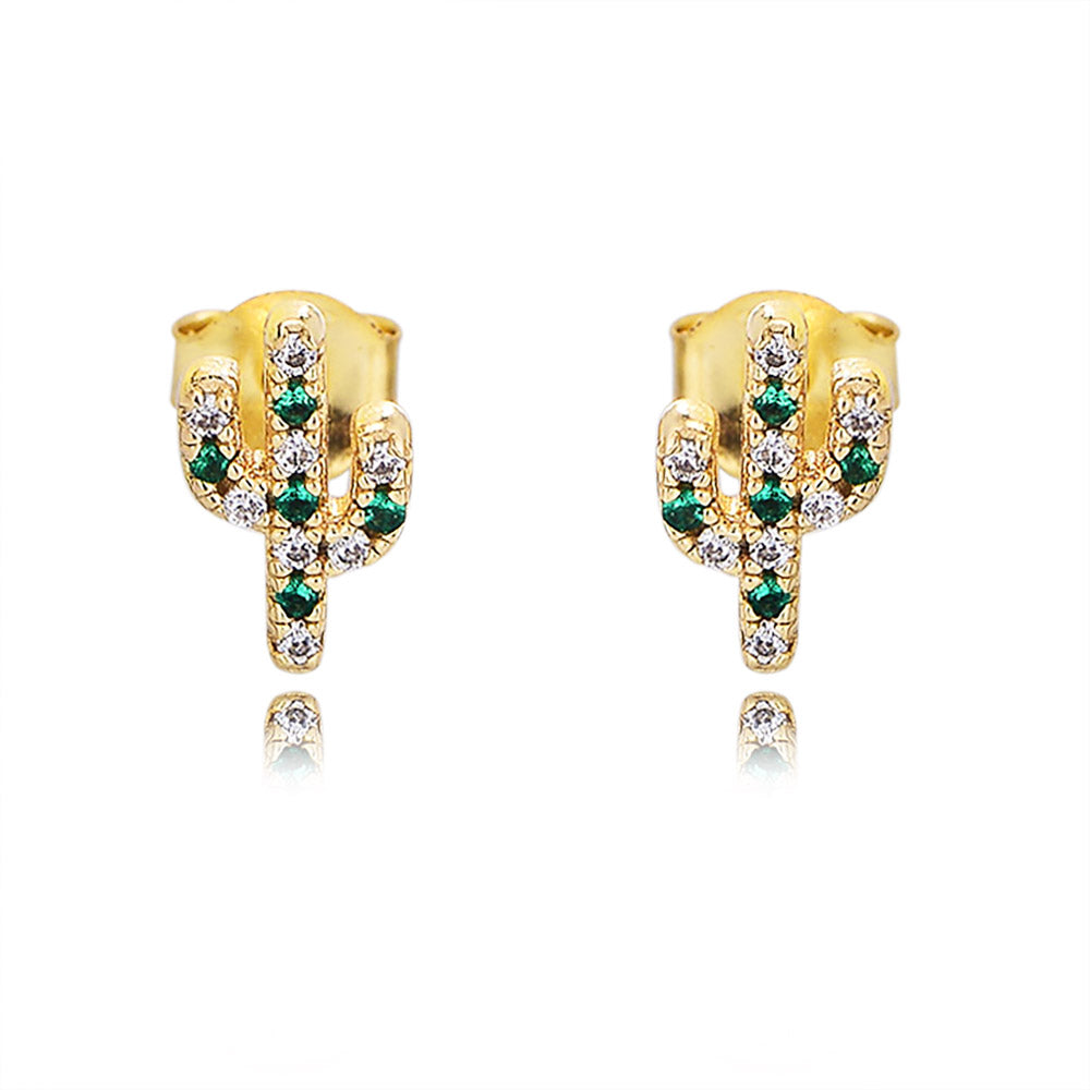 Fashion Tiny Colorful Cactus Stud Earring Fine Jewelry