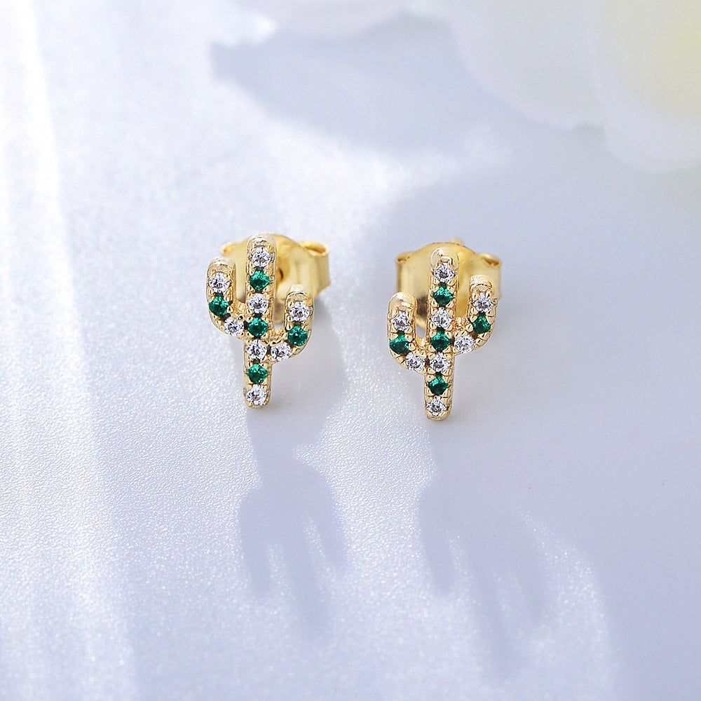 Fashion Tiny Colorful Cactus Stud Earring Fine Jewelry