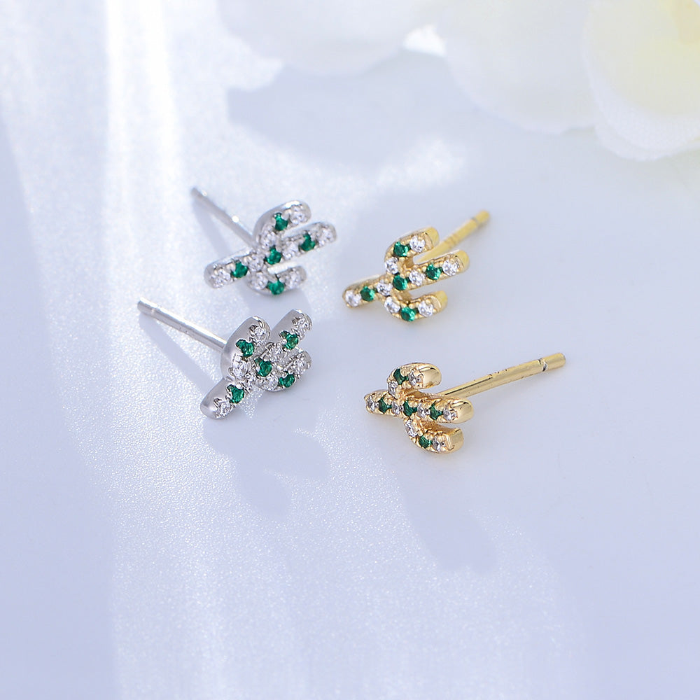 Fashion Tiny Colorful Cactus Stud Earring Fine Jewelry