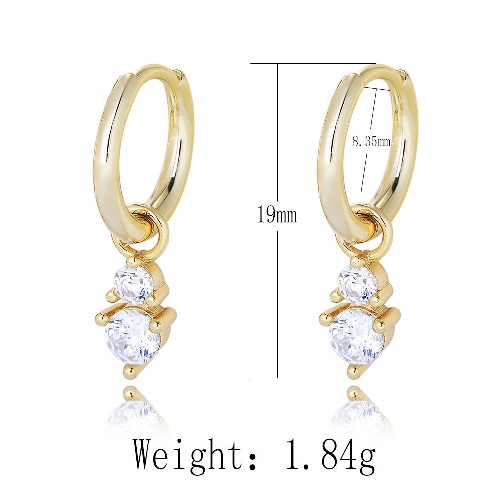 925 Sterling Silver 14k 18K Gold Plated Cubic Zirconia Hoops Huggies Earrings