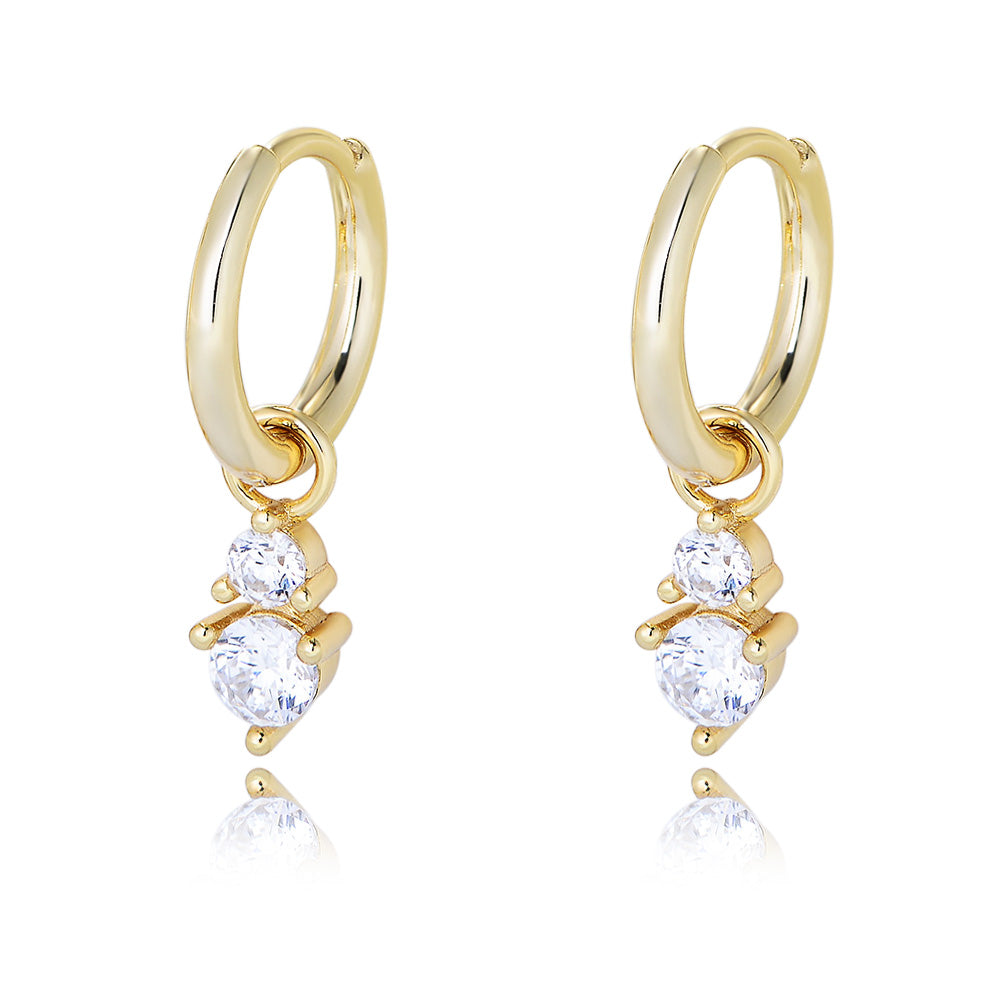 925 Sterling Silver 14k 18K Gold Plated Cubic Zirconia Hoops Huggies Earrings