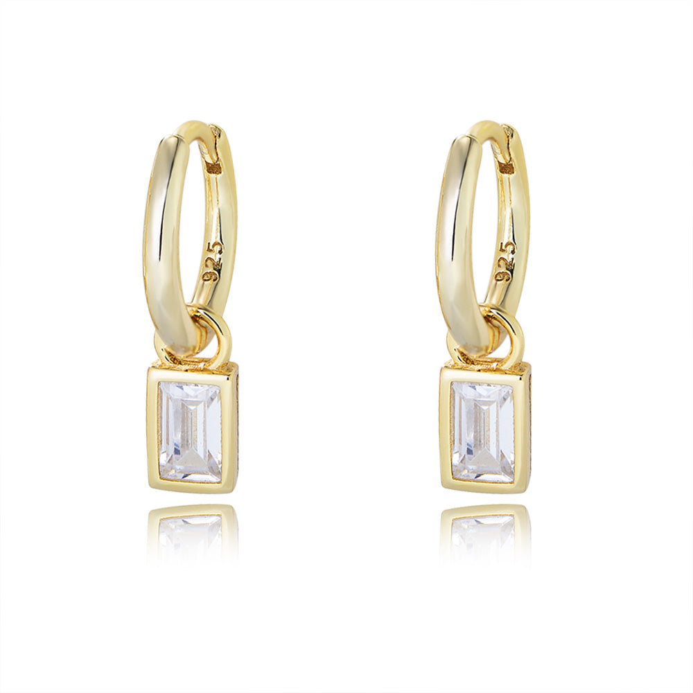 Emerald Cubic Zirconia Hoop Huggies Earrings Jewelry