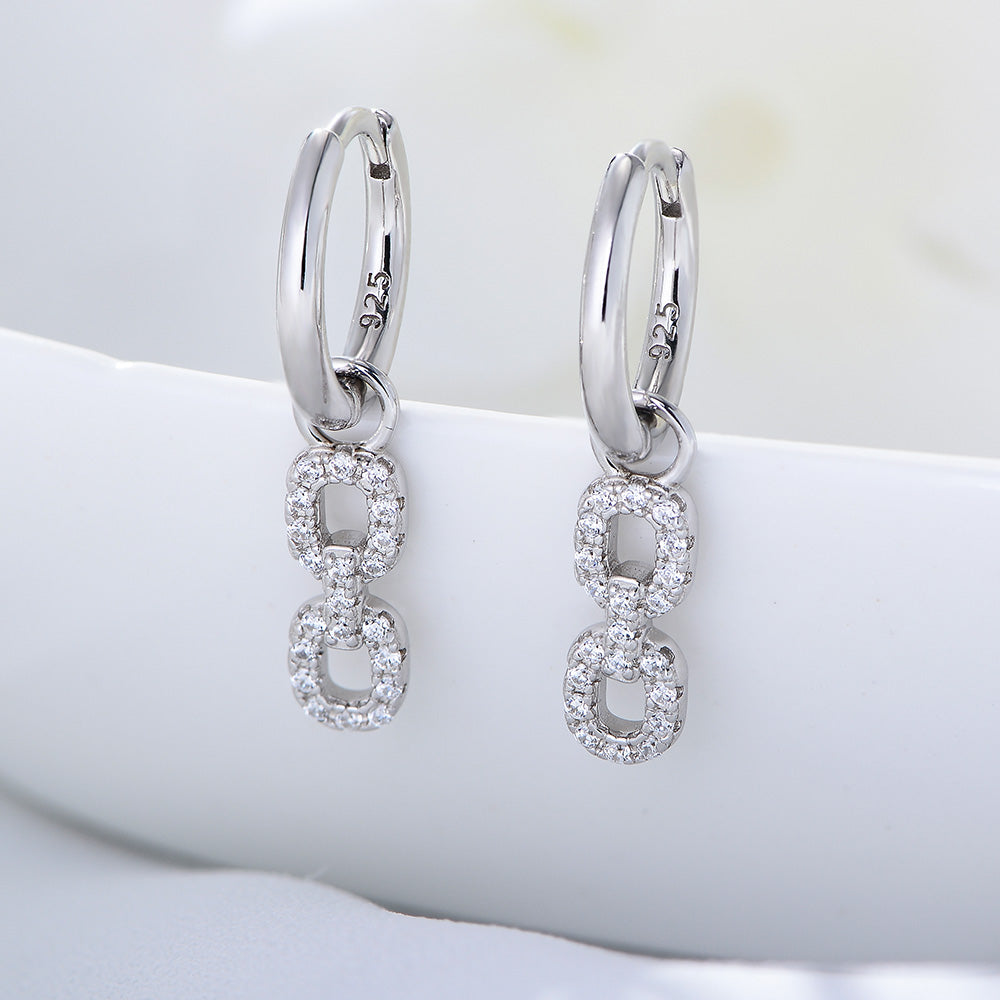 Fashion triple bezel CZ infinity huggies earrings
