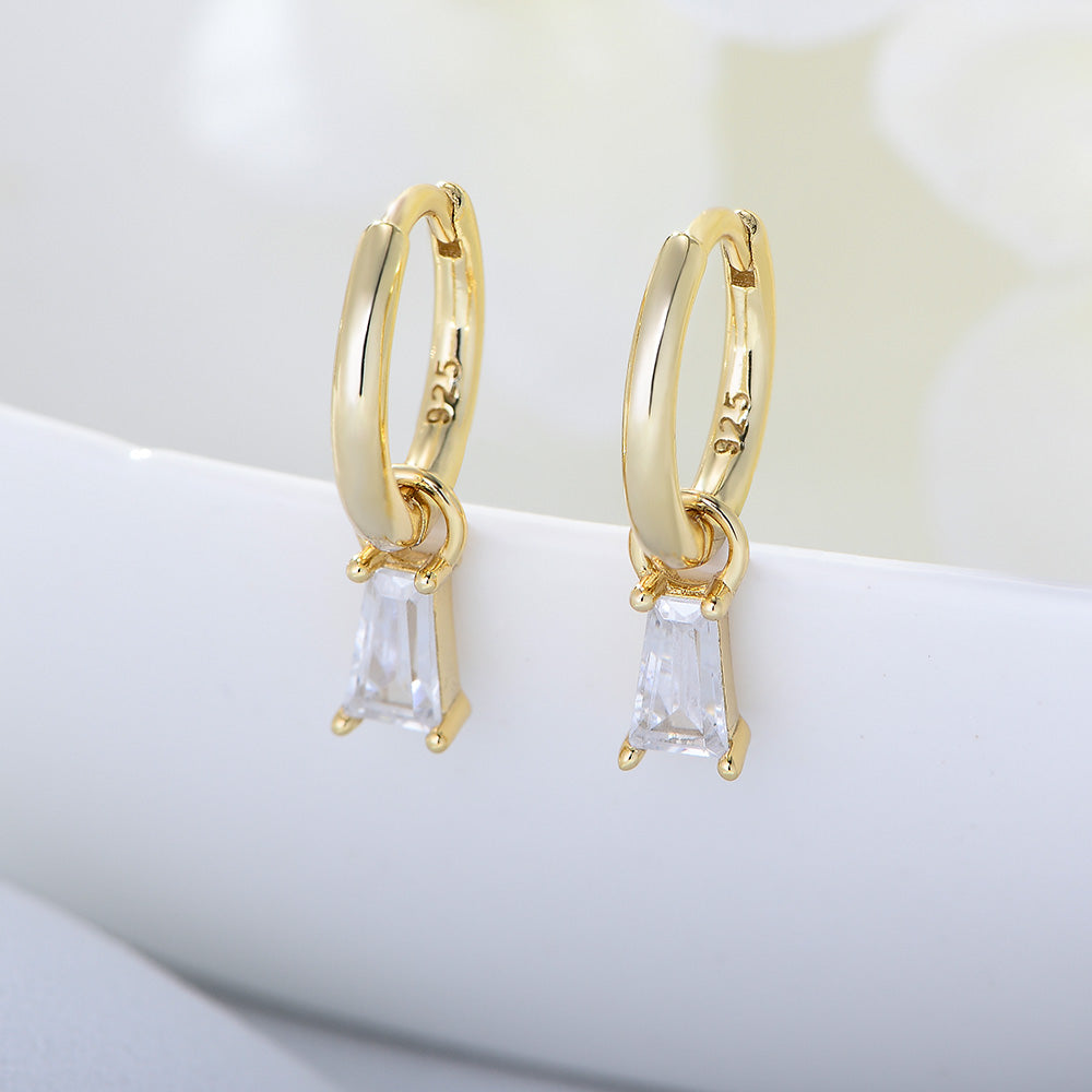Trendy Jewelry Trapezoid Cubic Zirconia Hoops Huggies Earrings