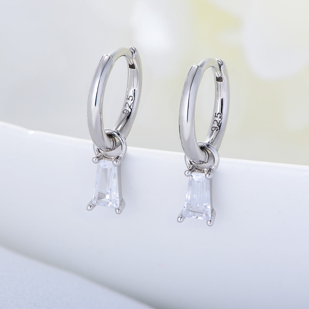 Trendy Jewelry Trapezoid Cubic Zirconia Hoops Huggies Earrings