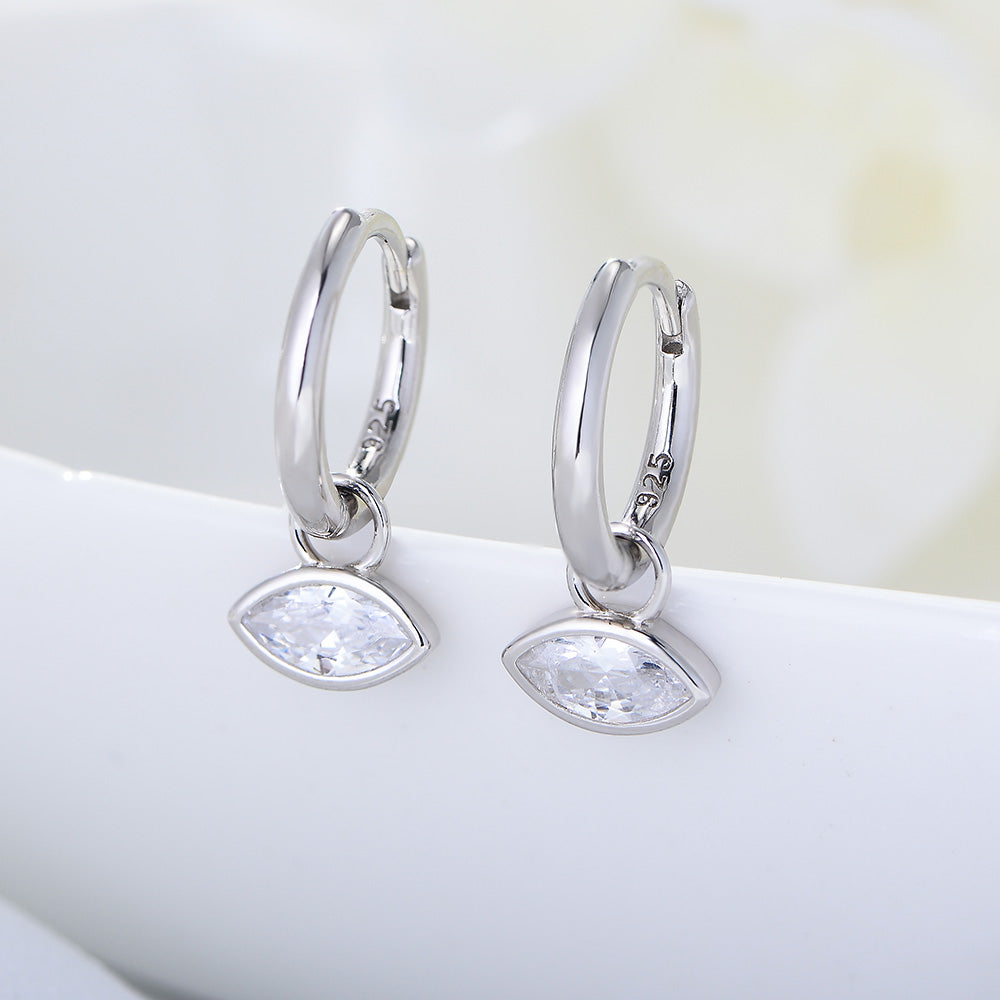 Marquise Cubic Zirconia Eyes Hoop Huggies Earrings