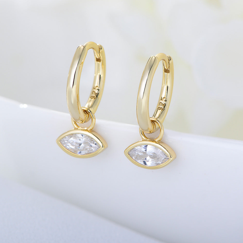 Marquise Cubic Zirconia Eyes Hoop Huggies Earrings