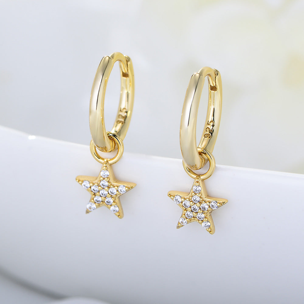 Simple Jewelry  Cubic Zircon Star Hoops Earrings
