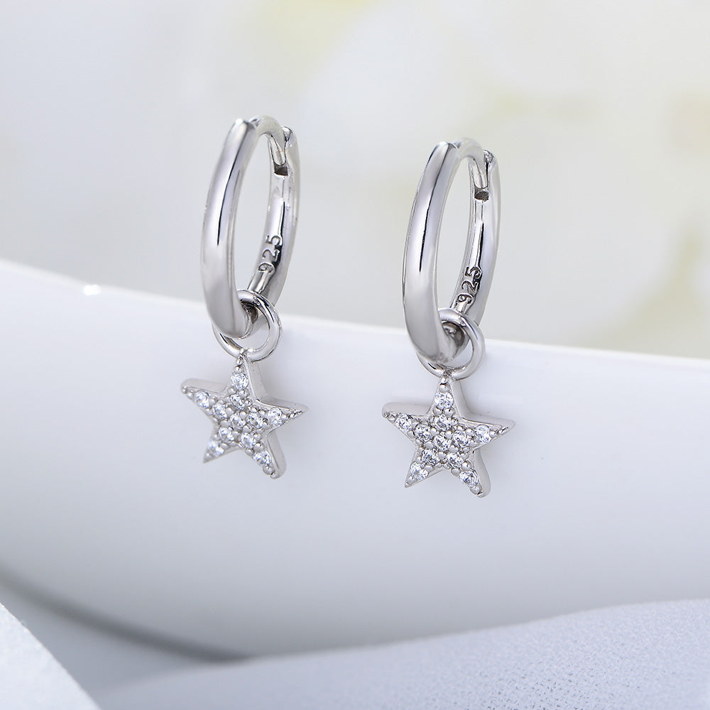 Simple Jewelry  Cubic Zircon Star Hoops Earrings