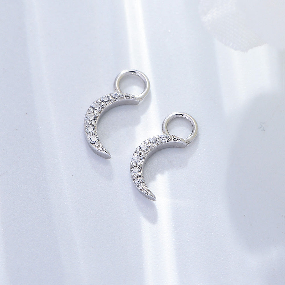 925 Sterling Silver 14k Gold Plated Zircon Moon Hoop Earrings