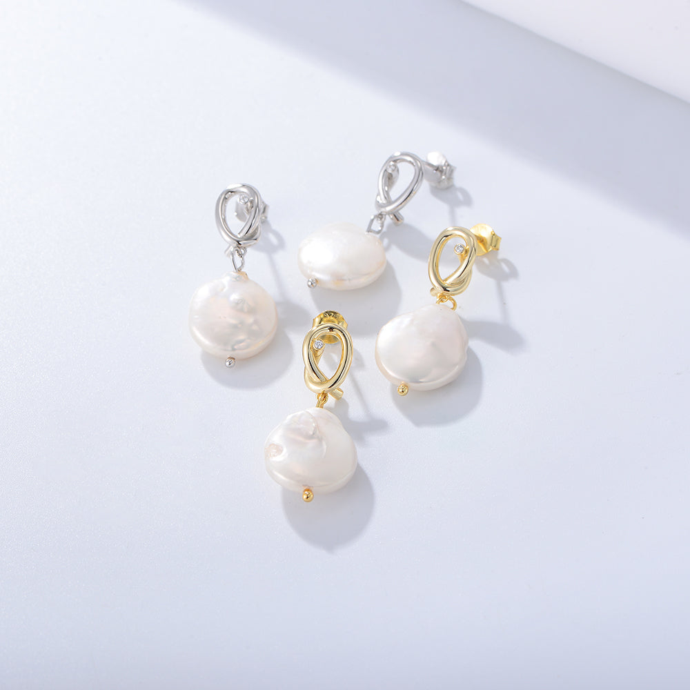 Irregular Fresh Water Baroque Pearl Stud Earring