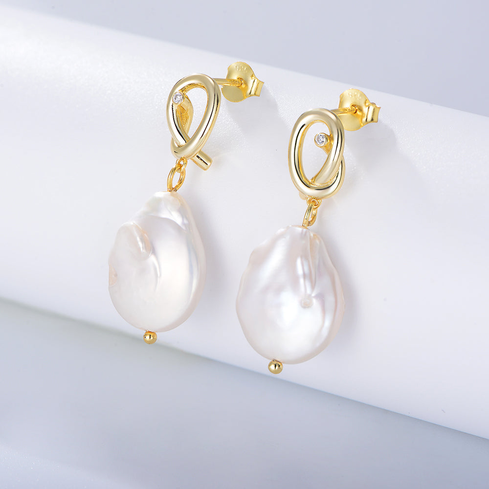 Irregular Fresh Water Baroque Pearl Stud Earring