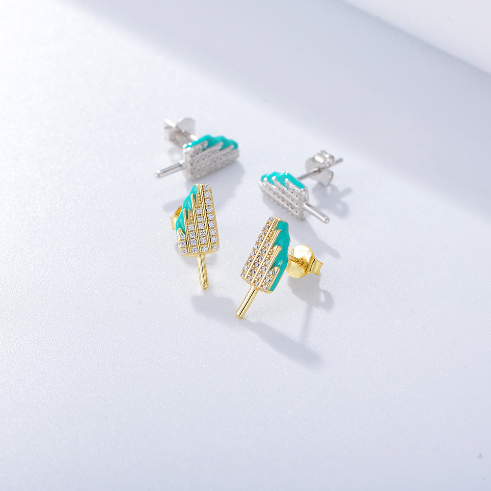 Zircon Enamel Ice Cream Popsicle Stud Earring
