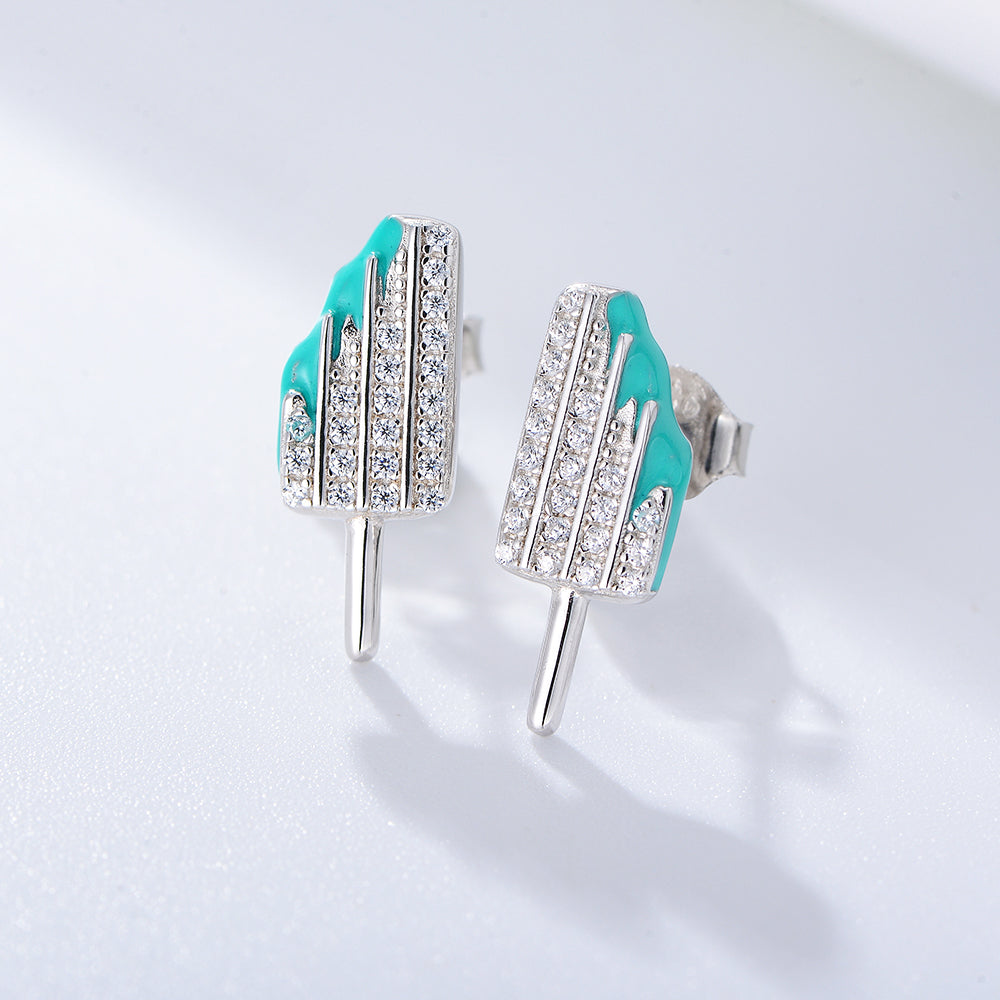 Zircon Enamel Ice Cream Popsicle Stud Earring
