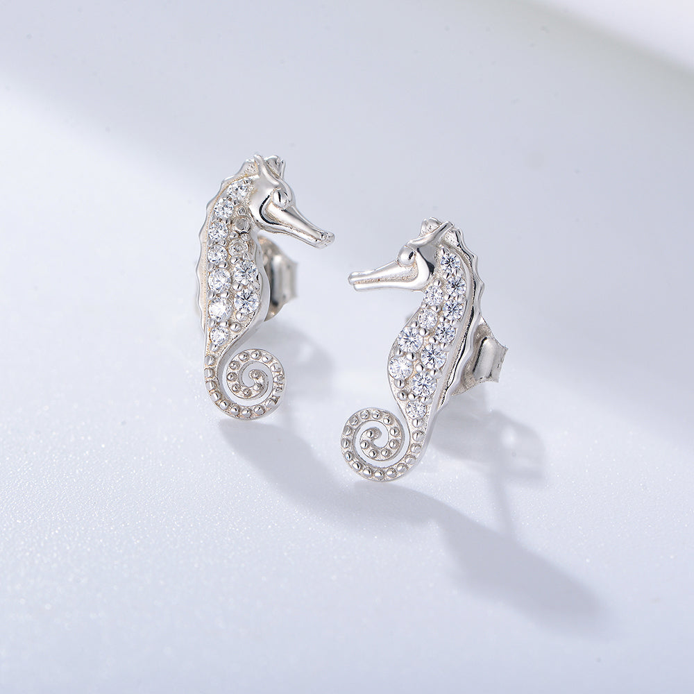 Fashion Jewelry Zircon Sea Horse Stud Earrings
