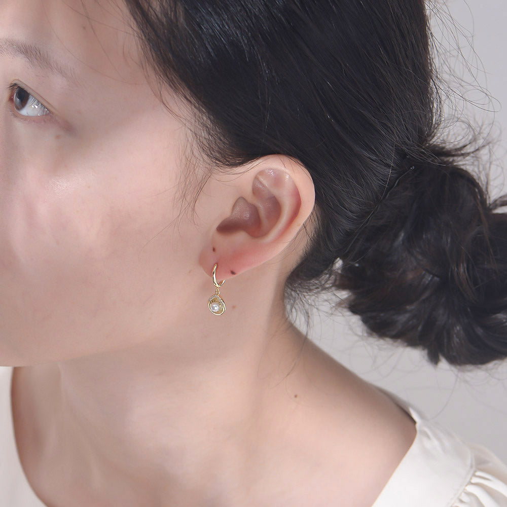 Summer Fashion Jewelry Ocean Seashell Pearl Dangle Huggie Earrings