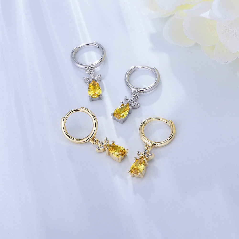Fashion Jewelry Cute Fruit Pineapple Pear Cut Topaz CZ Dangle Huggie Earring