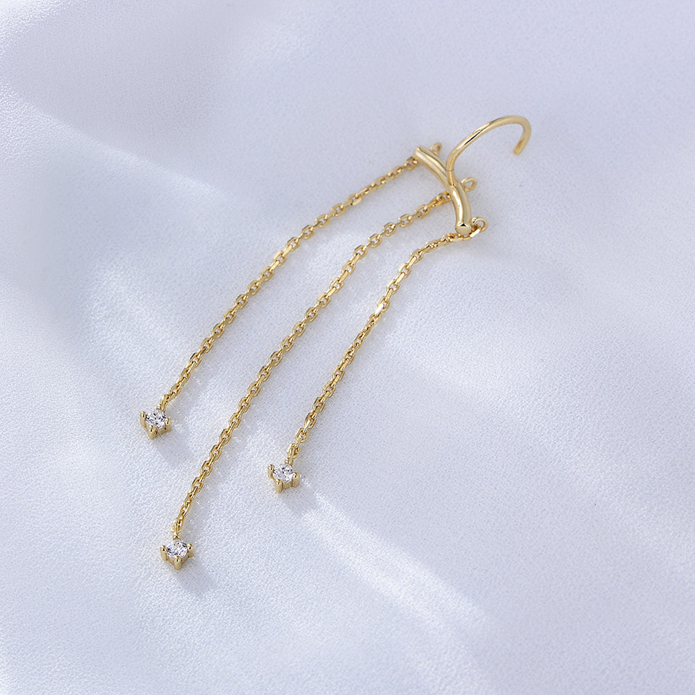 Water Drop Cubic Zirconia Gold Plated Simple Rope Stripe Stud Earrings