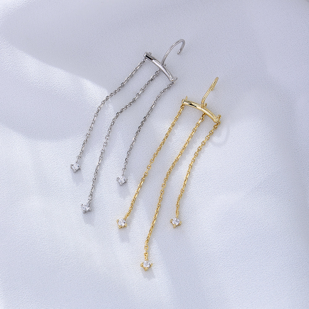 Water Drop Cubic Zirconia Gold Plated Simple Rope Stripe Stud Earrings
