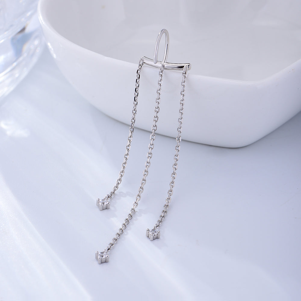 Water Drop Cubic Zirconia Gold Plated Simple Rope Stripe Stud Earrings
