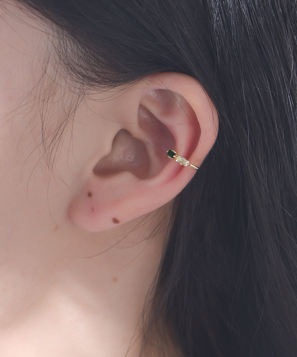 Fashion No Piercing Emerald Cubic Zirconia Cuff Earrings