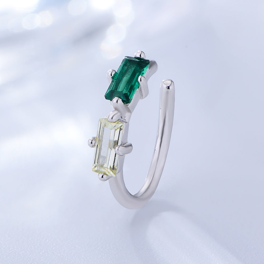 Fashion No Piercing Emerald Cubic Zirconia Cuff Earrings