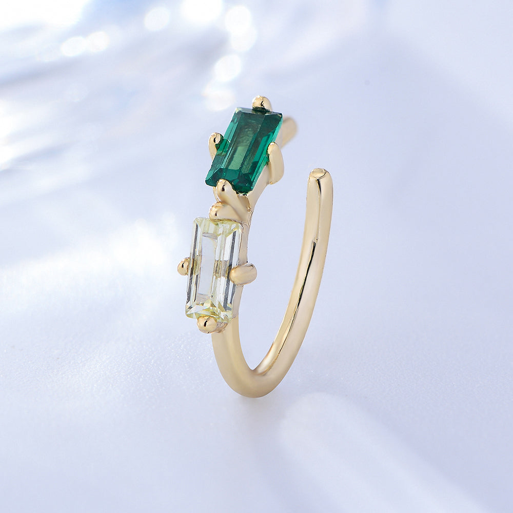 Fashion No Piercing Emerald Cubic Zirconia Cuff Earrings