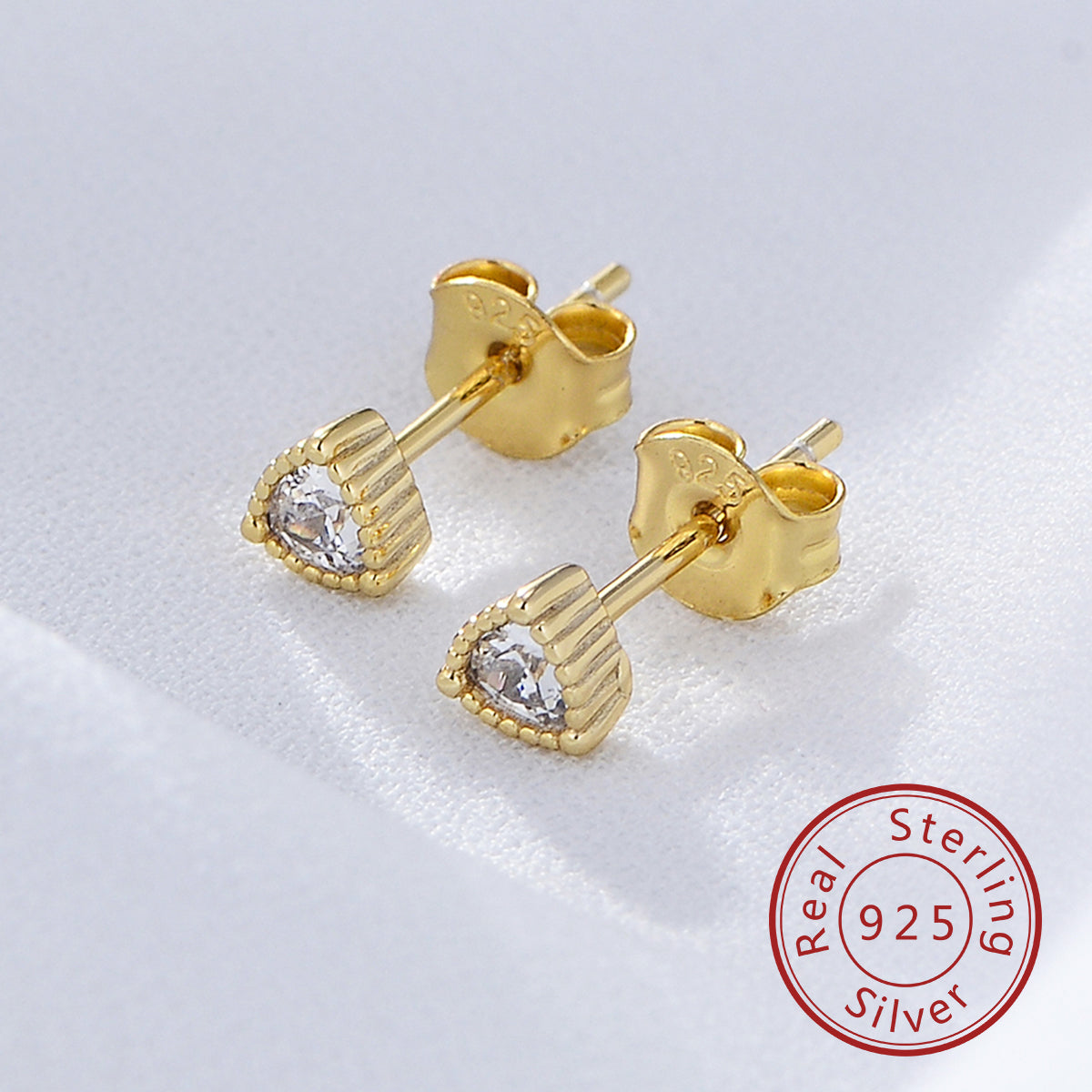 Trendy Trillion Cut Cubic Zircon 925 Sterling Silver Stud Earring