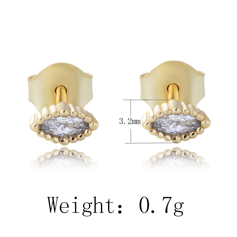 Minimalist Classic Marquise Cut Cubic Zircon Jewelry 925 Sterling Silver 14K Gold Plated Stud Earrings