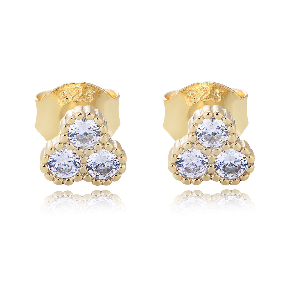 Fashion Earring Jewelry Three Stones Cubic Zirconia Simple Statement Earring