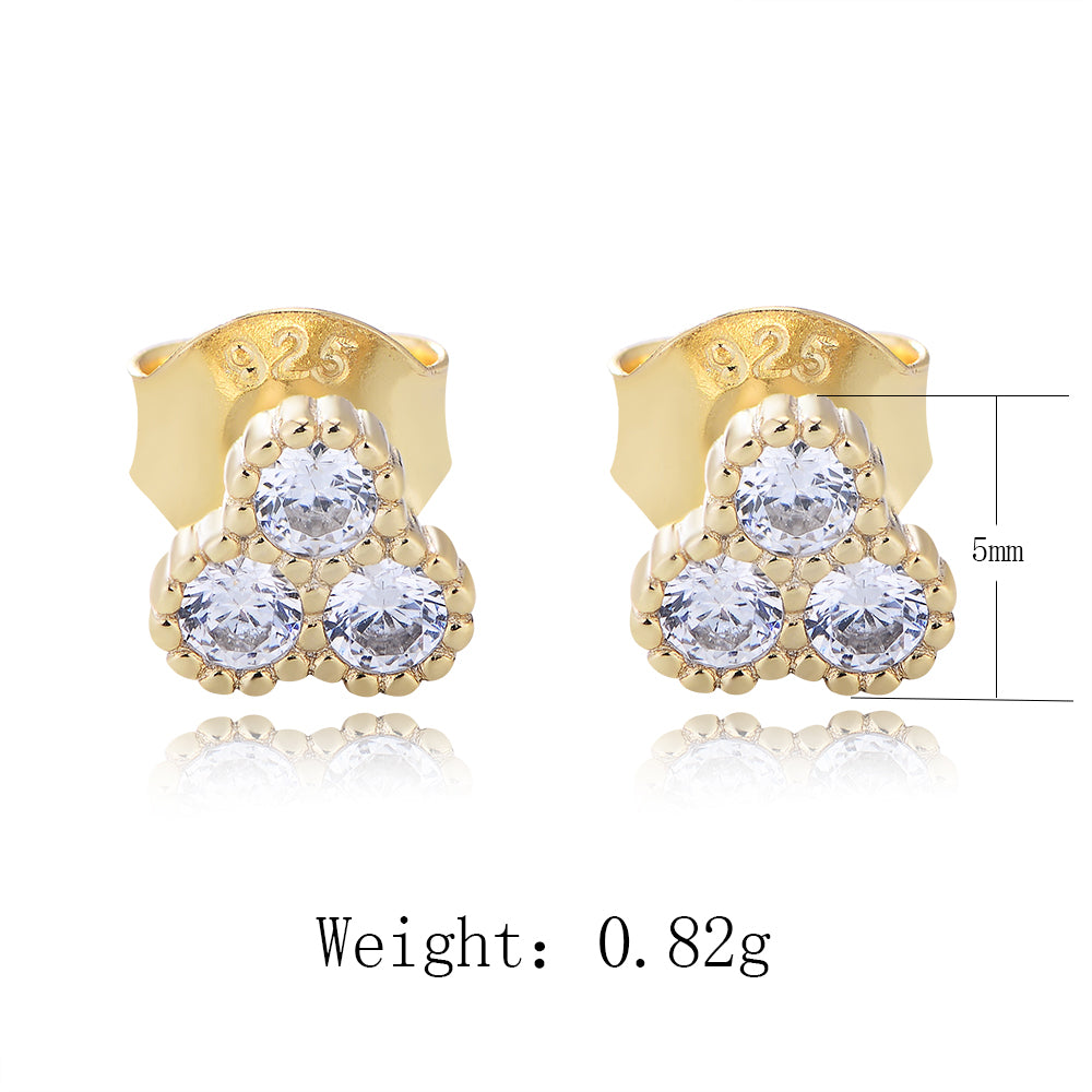 Fashion Earring Jewelry Three Stones Cubic Zirconia Simple Statement Earring