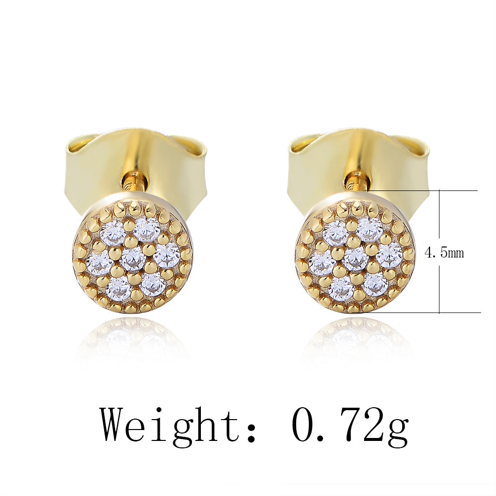 Fine Jewelry 925 Sterling Silver 14K 18K Gold Plated CZ Halo Wedding Stud Earring