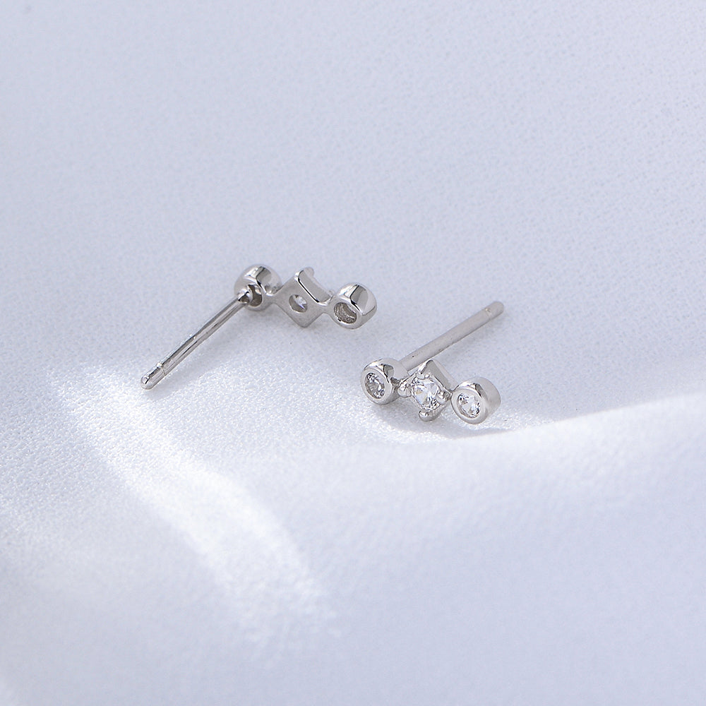 Elegant 14K 18K Gold Plated CZ Stone Channel Setting Drop Stud Earrings