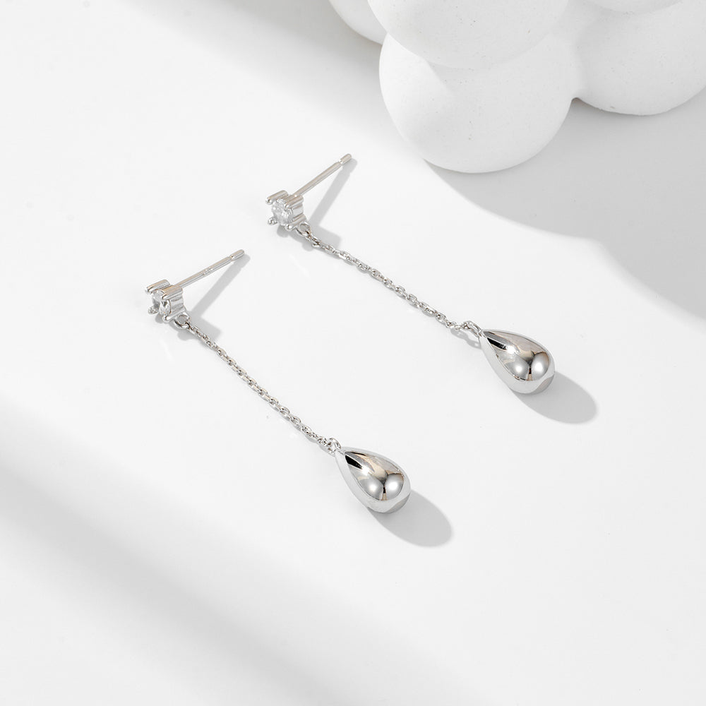 New Creative Simple Water Drop Earrings Personality Long Tassel Sterling Silver Earrings
