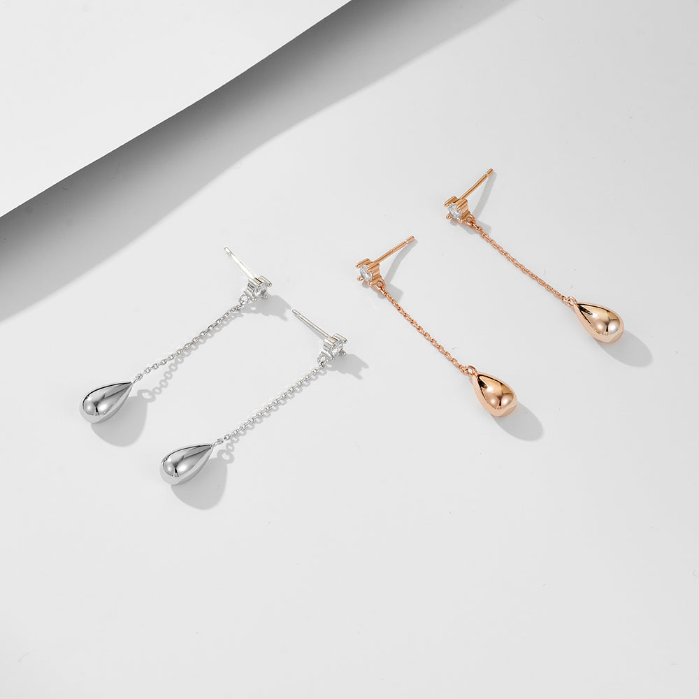 New Creative Simple Water Drop Earrings Personality Long Tassel Sterling Silver Earrings