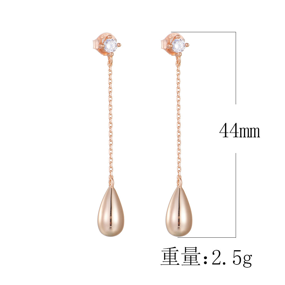 New Creative Simple Water Drop Earrings Personality Long Tassel Sterling Silver Earrings