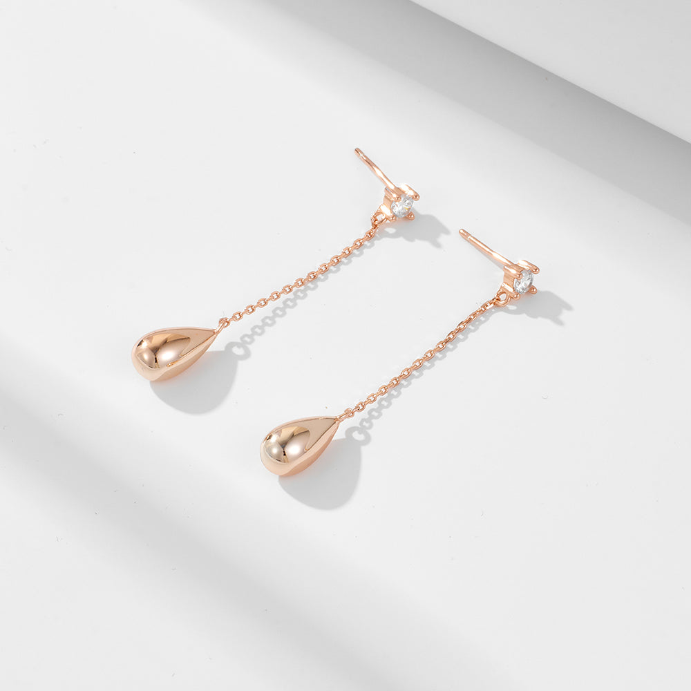 New Creative Simple Water Drop Earrings Personality Long Tassel Sterling Silver Earrings